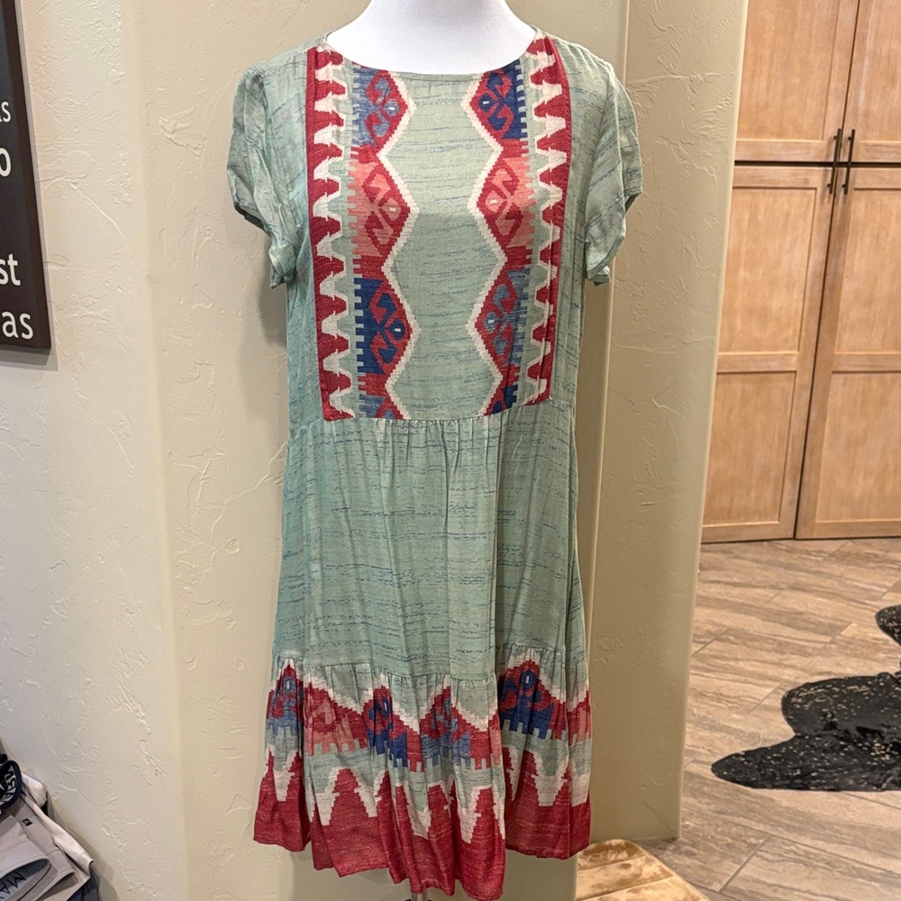 Double D Ranch Green and Red Midi Dress